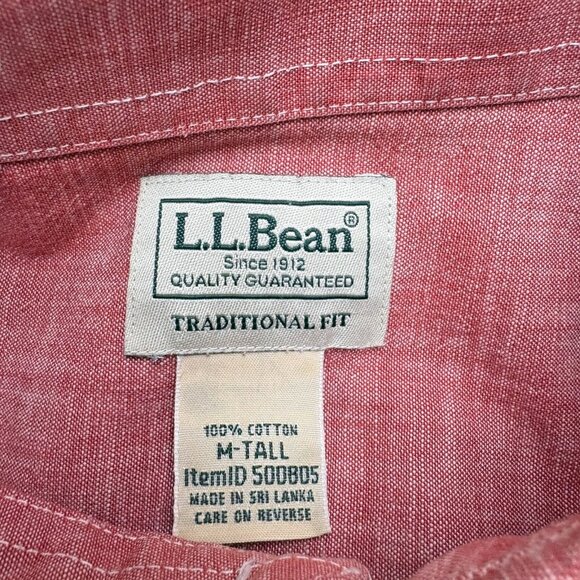 LL‎ Bean Pale Sienna Cotton Button Down Traditional Fit Chambray Shirt - Picture 3 of 8